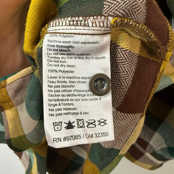Outdoor Research Men's Feedback Flannel Shirt Top Plaid Brown Yellow Green XXL - Picture 4 of 7
